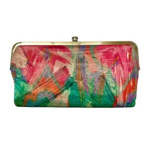 HOBO Lauren Artist Brush Colorful Leather Double-Frame Wallet Clutch Bag Purse